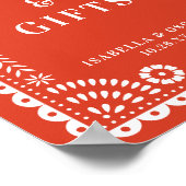 Warm Red Papel Picado Hochzeitszeichen Poster (Ecke)