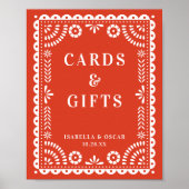 Warm Red Papel Picado Hochzeitszeichen Poster (Vorne)