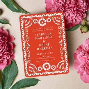 Warm Red Papel Picado Inspiriert Einladung zur Hoc