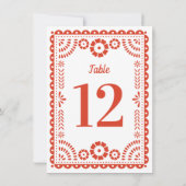 Warm Red Papel Picado Wedding Tischnummer (Rückseite)