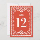 Warm Red Papel Picado Wedding Tischnummer (Rückseite)