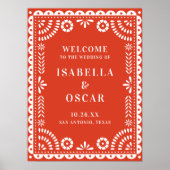 Warm Red Papel Picado Wedding Willkommenszeichen Poster (Vorne)