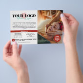 Warm Red Your Logo Photos QR Spa Salon Flyer (Handgriff)
