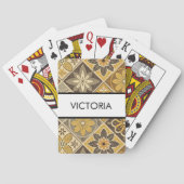 Warm Retro Floral Pattern Mosaic Personalized Spielkarten (Rückseite)