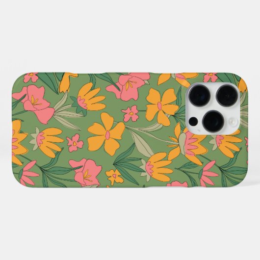 Warm Retro Floral Seamless Pattern iPhone Hülle (Rückseite (Horizontal))