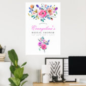 Warm-rosa Brautparty mit Blumenmotiven Poster (Heimbüro)