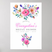 Warm-rosa Brautparty mit Blumenmotiven Poster (Vorne)