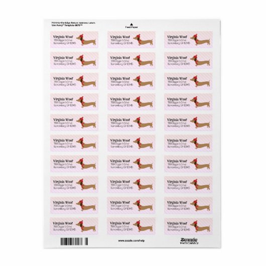 Warm rosa Dackel Weihnachtskartenadressen (Vorne)