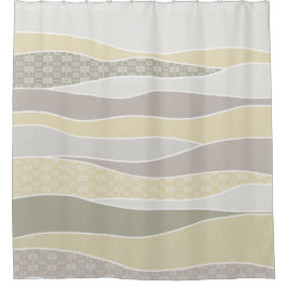 Warm rosa Gelbgrün abgerundeter Streifen Abstrakte Duschvorhang