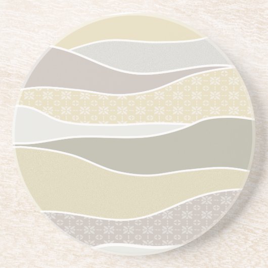 Warm rosa Gelbgrün abgerundeter Streifen Abstrakte Getränkeuntersetzer (Vorne)