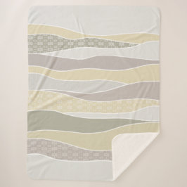 Warm rosa Gelbgrün abgerundeter Streifen Abstrakte Sherpadecke