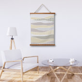 Warm rosa Gelbgrün abgerundeter Streifen Abstrakte Wandteppich Mit Holzrahmen