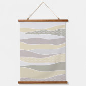 Warm rosa Gelbgrün abgerundeter Streifen Abstrakte Wandteppich Mit Holzrahmen (Vorderseite)