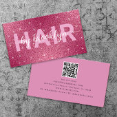 Warm-rosa Glitzer nach Stylist QR-Code Visitenkarte