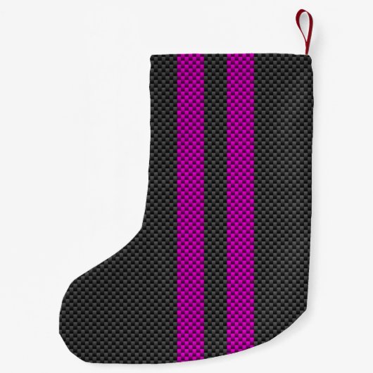 Warm rosa Racing Streifen im Carbon Fibre-Stil Kleiner Weihnachtsstrumpf (Rückseite)
