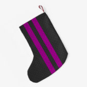 Warm rosa Racing Streifen im Carbon Fibre-Stil Kleiner Weihnachtsstrumpf (Rückseite (Hängend))