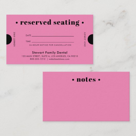 Warm-rosa Retro Sitzgelegenheit Terminkarte (Vorne/Hinten)