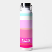 Warm-rosa Streifen Trinkflasche (Vorne)