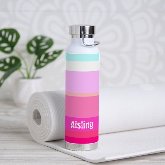 Warm-rosa Streifen Trinkflasche (Yoga (gedreht))