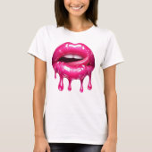 Warm-rosa Tropferlippen mit Zunge T-Shirt (Vorderseite)
