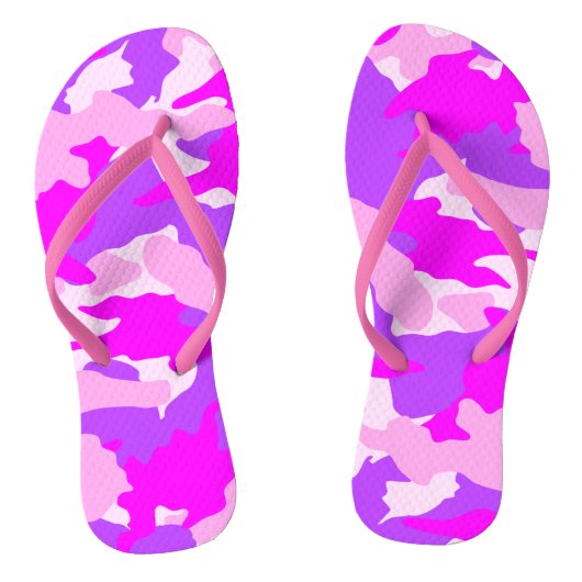 Warm-rosa-weiße und Lila Camouflage - Militärische Badesandalen (Fußbett)
