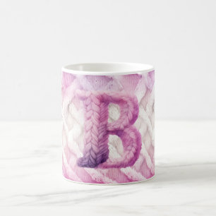 Warm rosa Weißer Lila Buchstabe B Kaffeetasse
