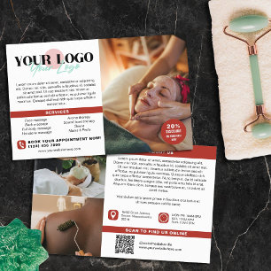 Warm Rot Dein Logo Fotos QR Spa Salon Flyer