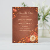 Warm Rustic Floral Autumn Save The Date (Stehend Vorderseite)