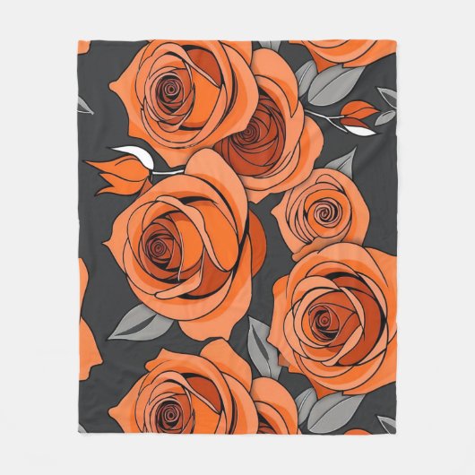 Warm Rusty Orange Roses Fleecedecke (Vorderseite)