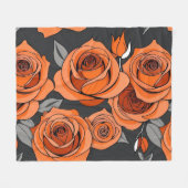 Warm Rusty Orange Roses Fleecedecke (Vorderseite (Horizontal))