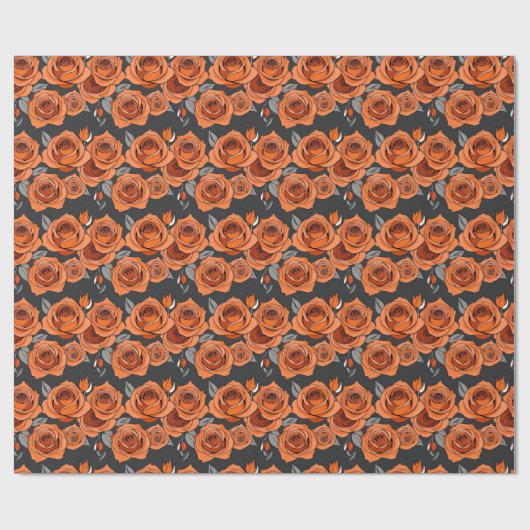 Warm Rusty Orange Roses Geschenkpapier (Flach)