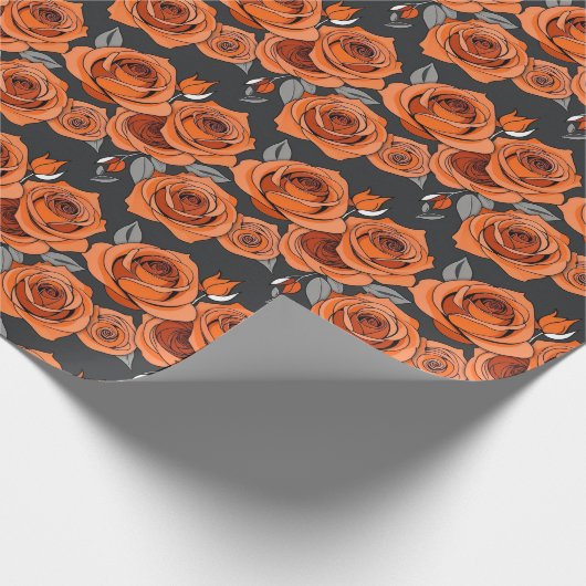 Warm Rusty Orange Roses Geschenkpapier (Ecke)