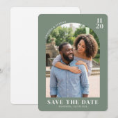 Warm Sage Minimalist Photo Save The Date (Vorne/Hinten)