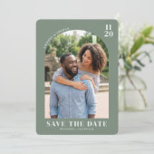 Warm Sage Minimalist Photo Save The Date (Stehend Vorderseite)
