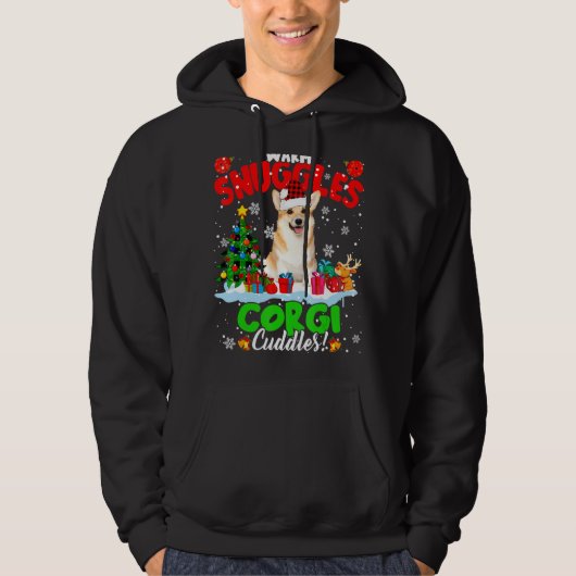 Warm Schnürsenkel Corgi Cuddles Weihnachtsbaum Kar Hoodie (Vorderseite)