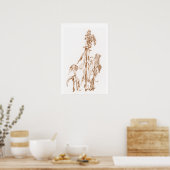 Warm Seasonal Botanical Ink Art Elegant Wall Poster (Küche)
