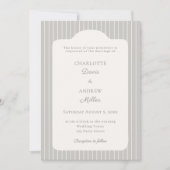 Warm silver ivory Pinstriped Wedding  Einladung (Vorderseite)