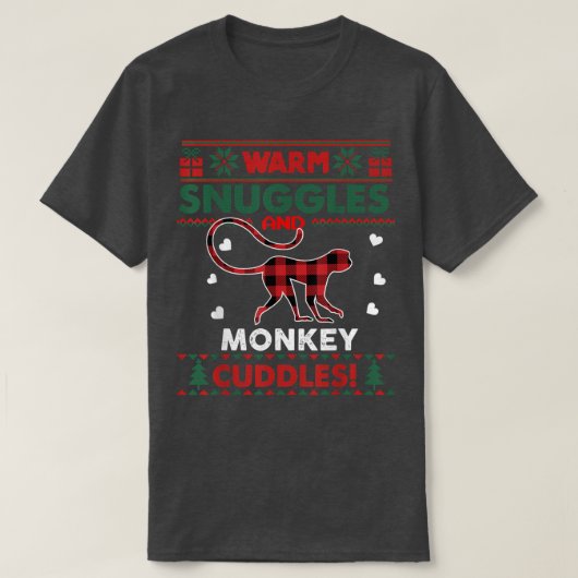 Warm Snuggles Monkey Lover Geschenke Xmas hässlich T-Shirt (Design vorne)