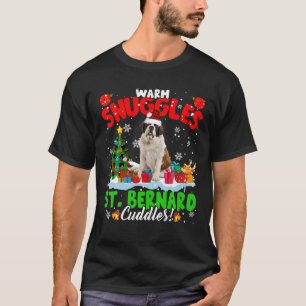 Warm Snuggles St. Bernard Cuddles Xmas Trem Karier T-Shirt