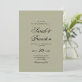 Warm Solid Color Minimalist Script Wedding Einladung (Stehend Vorderseite)