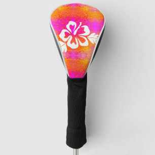 Warm Sonniger Abstrakter Hibiskus Golf Headcover