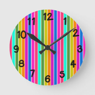Warm Spring Stripes Runde Wanduhr