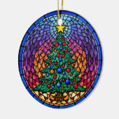 Warm Stained Glass Reindeer Portrait Keramik Ornament (Links)