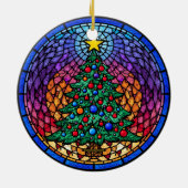 Warm Stained Glass Reindeer Portrait Keramik Ornament (Hinten)