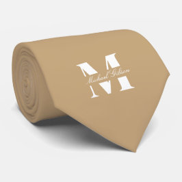 Warm Tan | Custom Monogram Wedding Groomsmen Krawatte
