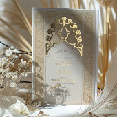 Warm Taupe & Cream Spitz Jugendstil Hochzeit Folieneinladung