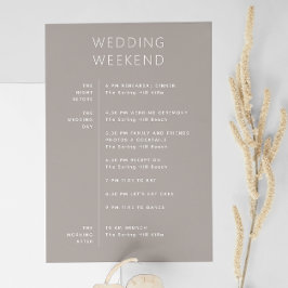 Warm Taupe Gray Weekend Timeline | Hochzeitsempfan Einladung