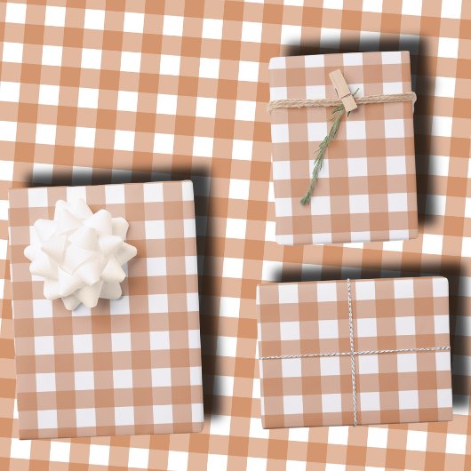 Warm Terracotta and White Checkered Gingham  Geschenkpapier Set