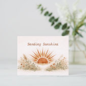 Warm Terracotta Boho Sunburst Botanical Postkarte (Stehend Vorderseite)