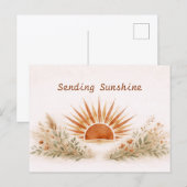 Warm Terracotta Boho Sunburst Botanical Postkarte (Vorne/Hinten)